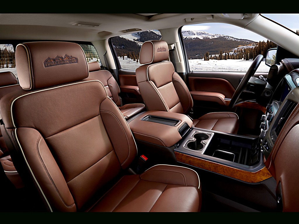 The new Silverado gets classier double stitched saddle brown leather seats